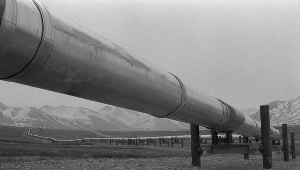 Section of the Alaskan pipeline, an environmental disaster waiting to happen.